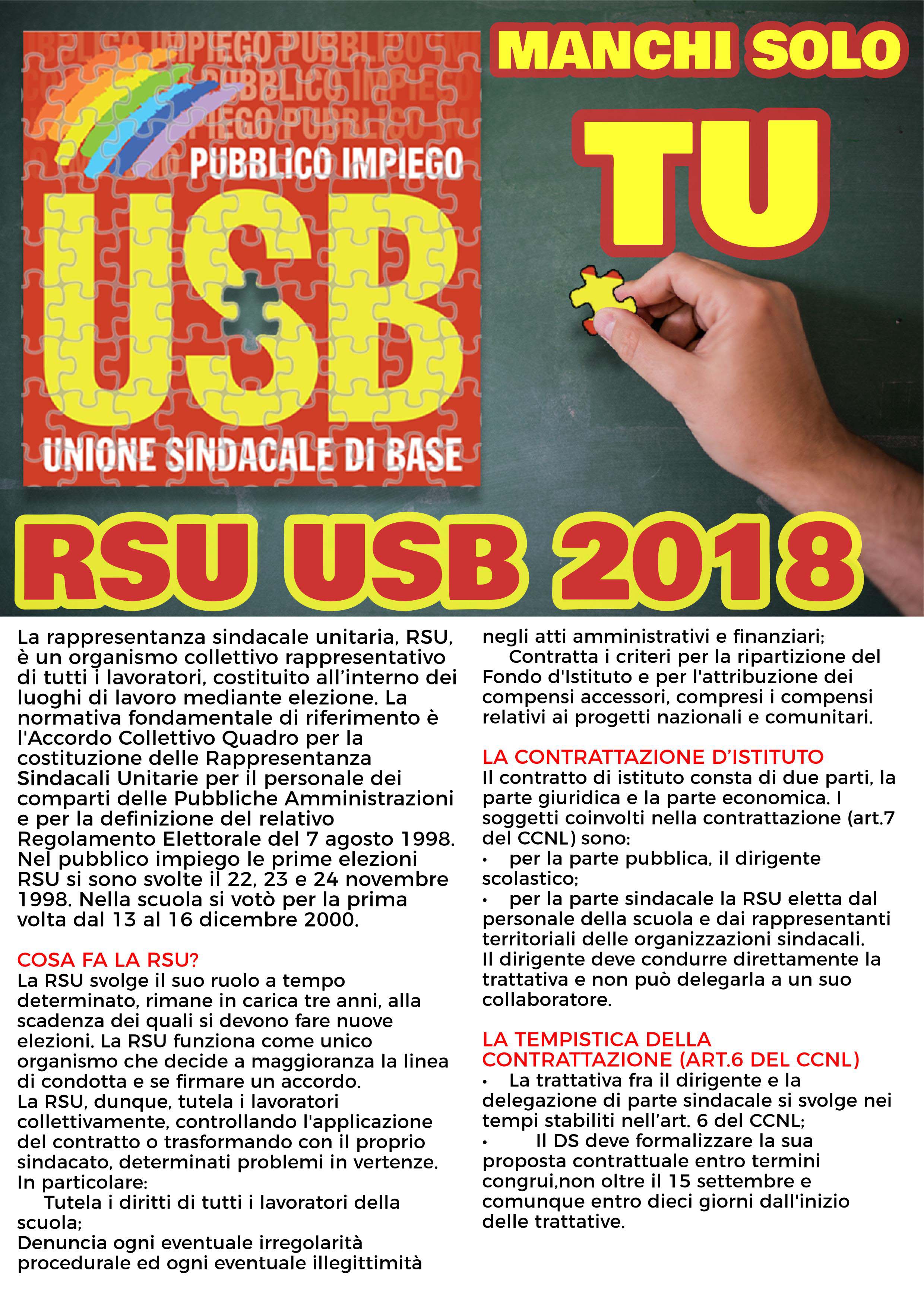 Locandina RSU 2018 fronte